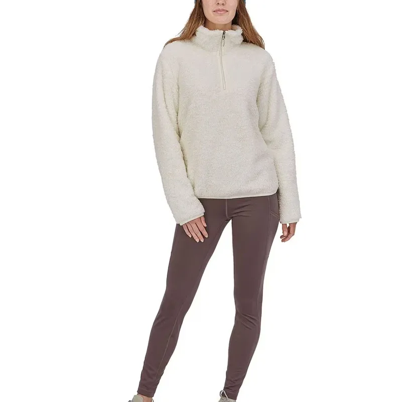 Women's Teddy Quarter-Zip Pullover — 3 Colourways — Cream, full front view