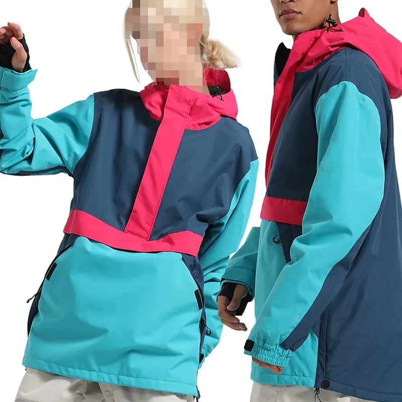 Women's Two-Piece Anorak Ski Set — 1 Colourway — Teal & Light Grey, two models, close-up