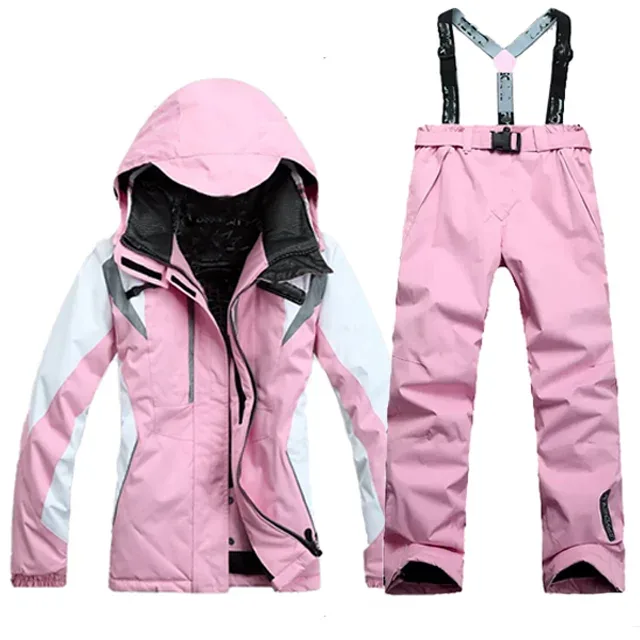 Women’s Two-Piece Ski Suit — 2 Colourways — Pink, jacket and bib set