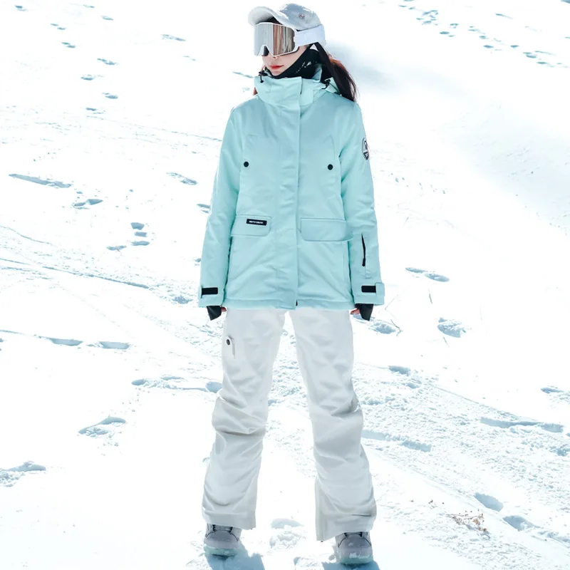 Women's two-piece ski suit set — Green/White