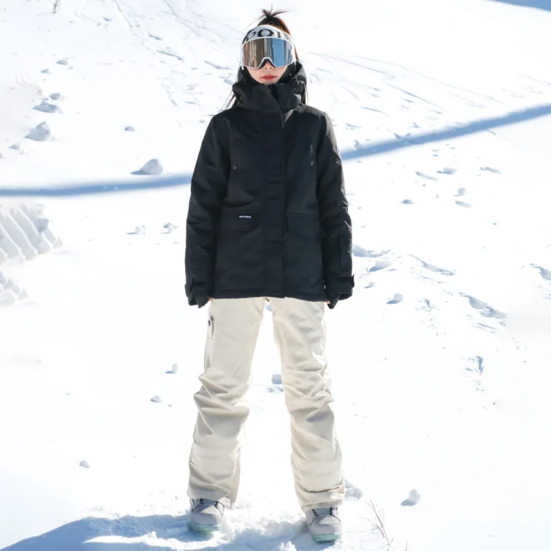 Women's two-piece ski suit set — Black/Khaki
