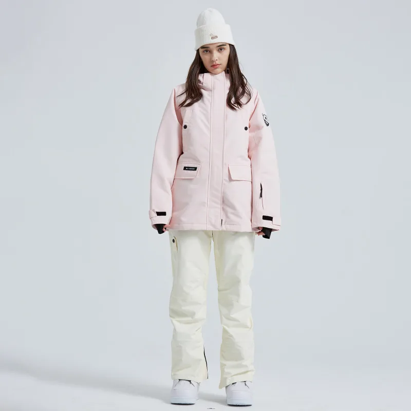 Women's two-piece ski suit set — Pink/White