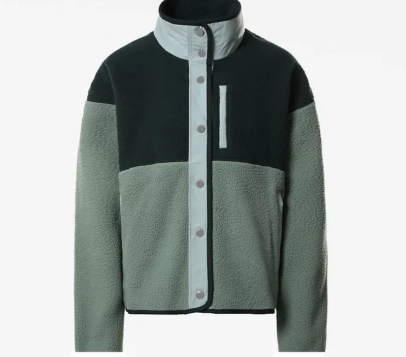 Women's Two-Tone Fleece Jacket — 1 Colourway — Dark Green & Sage, flat front view