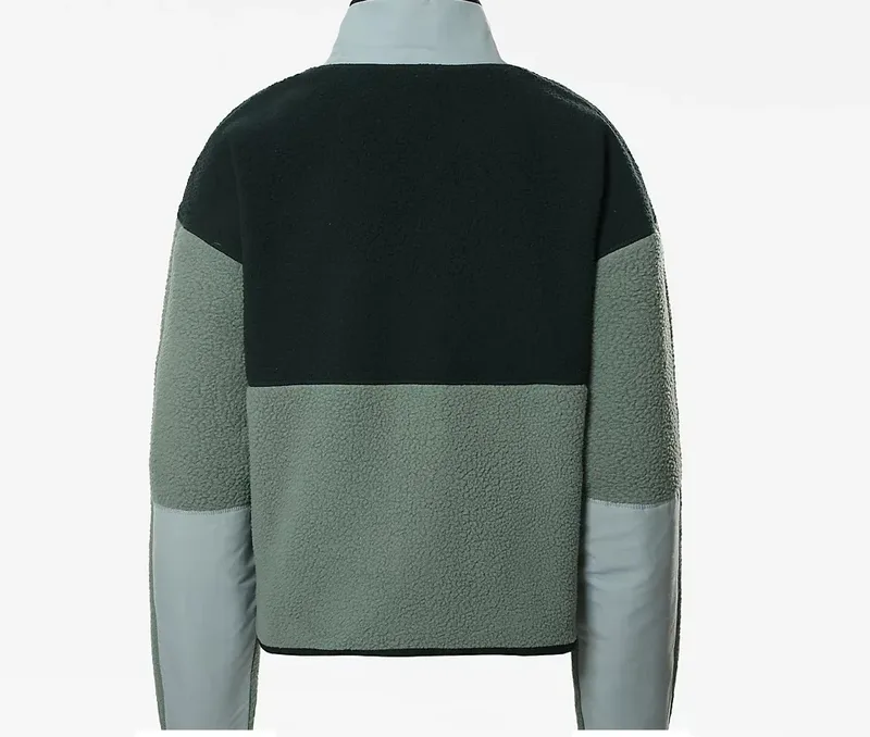Women's Two-Tone Fleece Jacket — 1 Colourway — Dark Green & Sage, flat back view